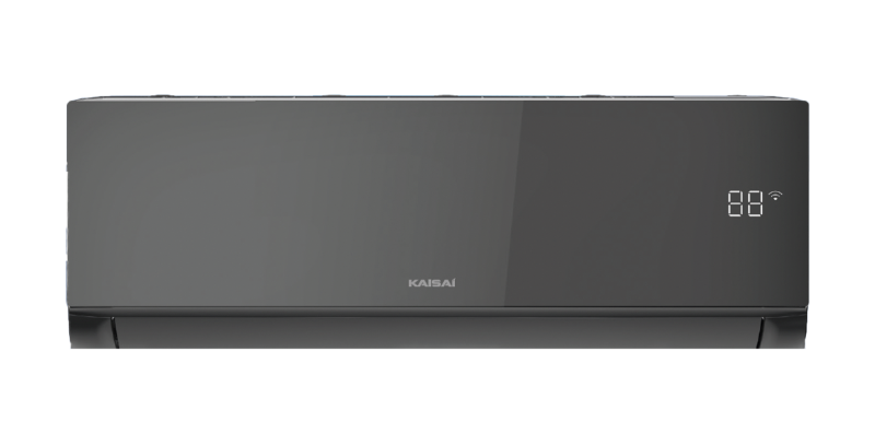 Kaisai ICE Black — binnenunit met zwart glaspaneel en display